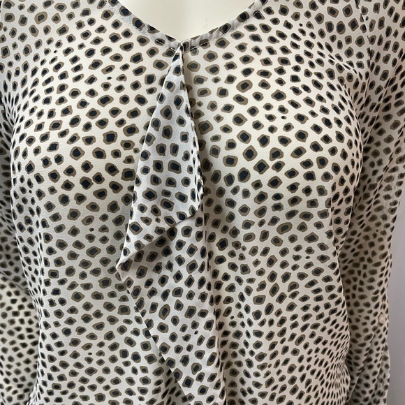 Cleo Leopard Print Long Sleeve Blouse with Ruffle Front, Size XS - Picture 2 of 9